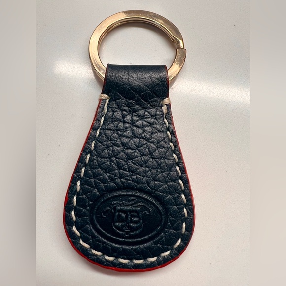 Dooney & Bourke Accessories - DOONEY & BOURKE LOGO KEY FOB/ KEY CHAIN. Navy Blue Leather Red Trim